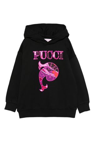 black cotton hoodie EMILIO PUCCI KIDS | PX4A50Z3183930